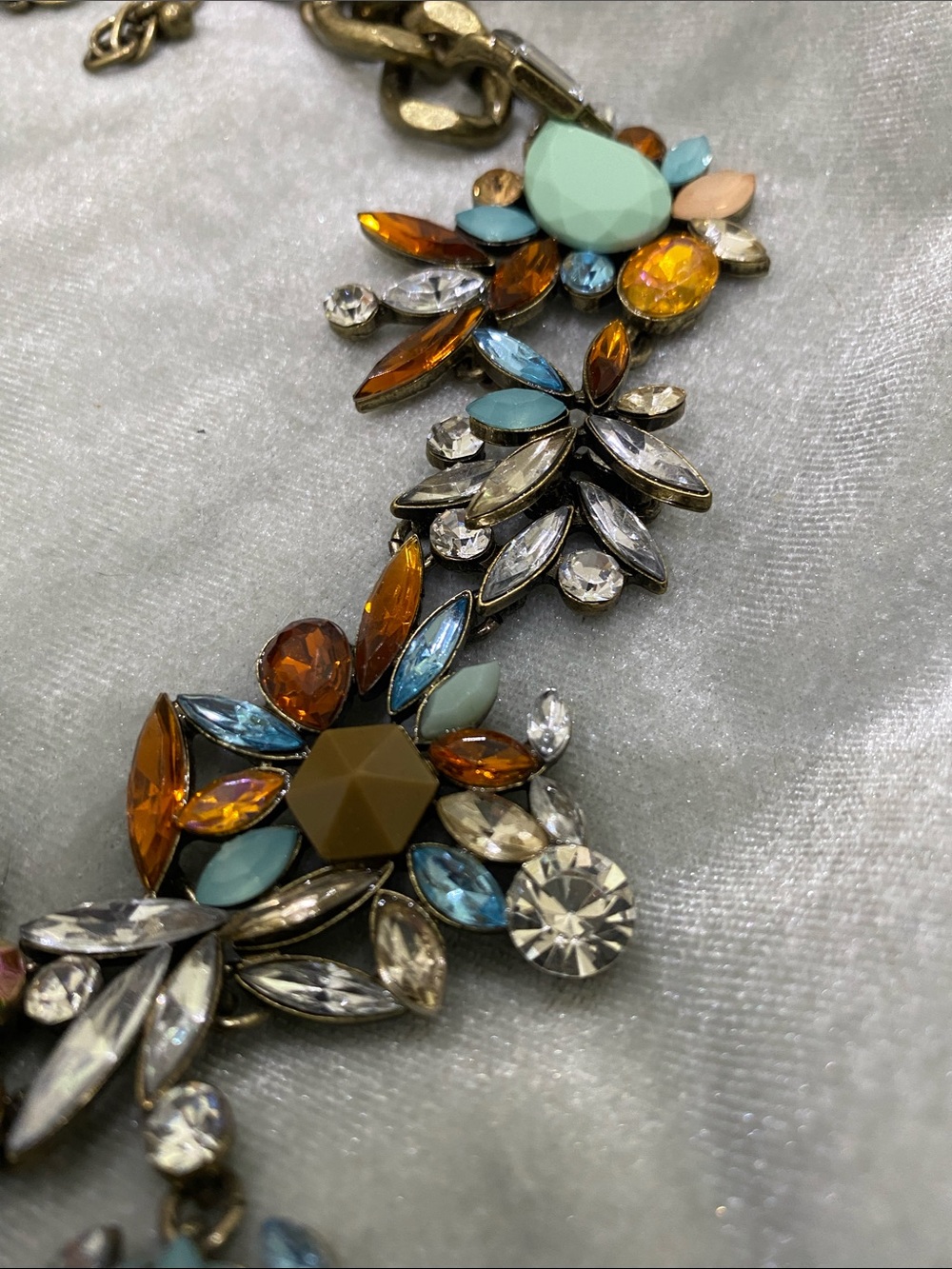 Joan Rivers Multi-Color Crystal Floral Bib Necklace with Aqua and Amber Accents - Picture 3 of 6